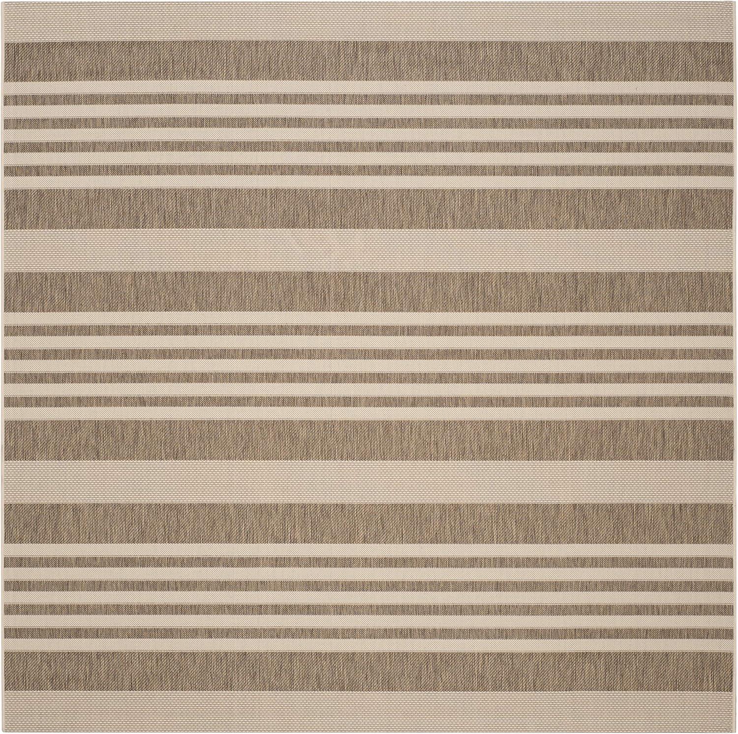 image:imageSAFAVIEH Courtyard Collection 8 x 11 BeigeSweet Pea CY6062 Stripe Indoor Outdoor Waterproof EasyCleaning Patio Backyard Mudroom AreaRugBrownBone