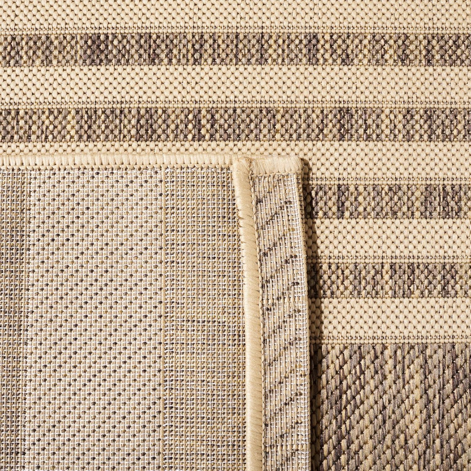 image:imageSAFAVIEH Courtyard Collection 8 x 11 BeigeSweet Pea CY6062 Stripe Indoor Outdoor Waterproof EasyCleaning Patio Backyard Mudroom AreaRugBrownBone