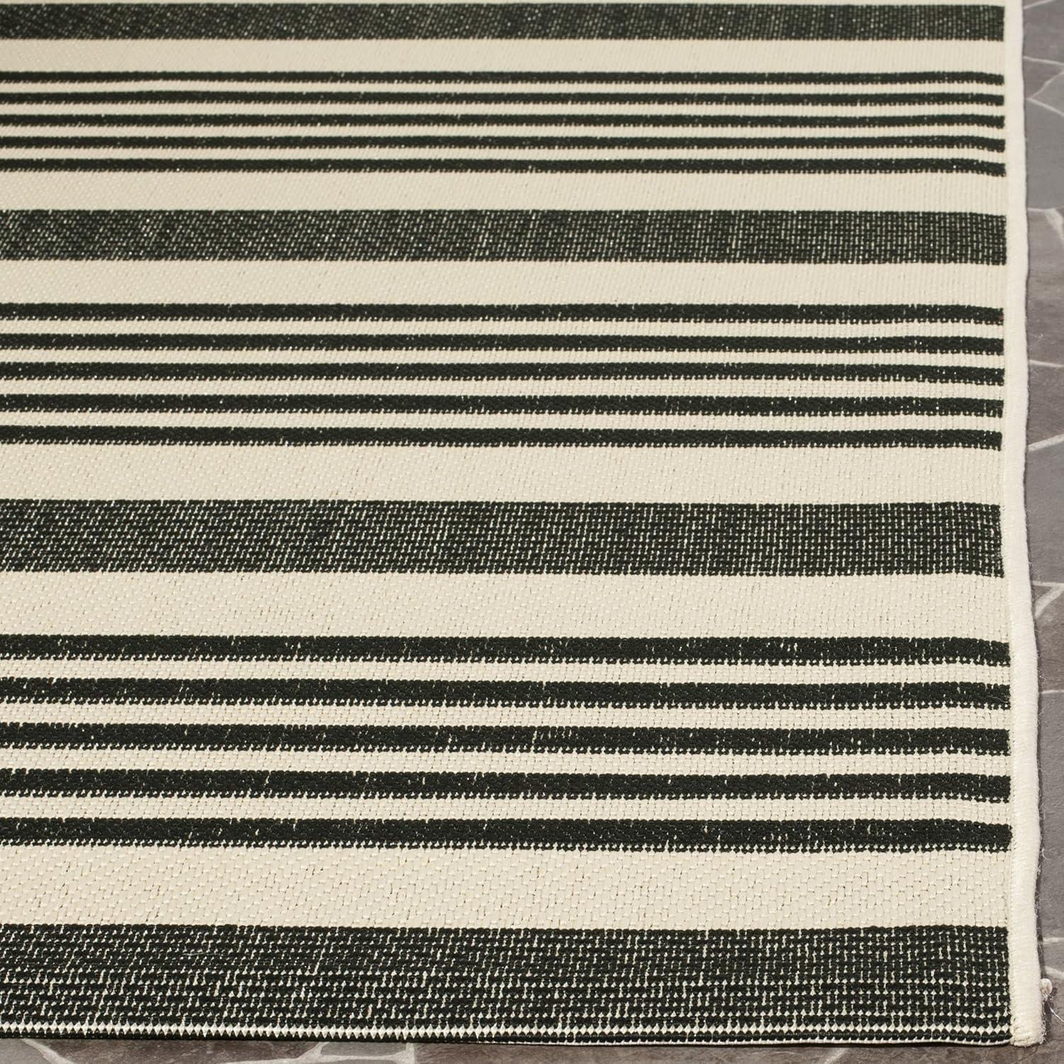 image:imageSAFAVIEH Courtyard Collection 8 x 11 BeigeSweet Pea CY6062 Stripe Indoor Outdoor Waterproof EasyCleaning Patio Backyard Mudroom AreaRugBrownBone