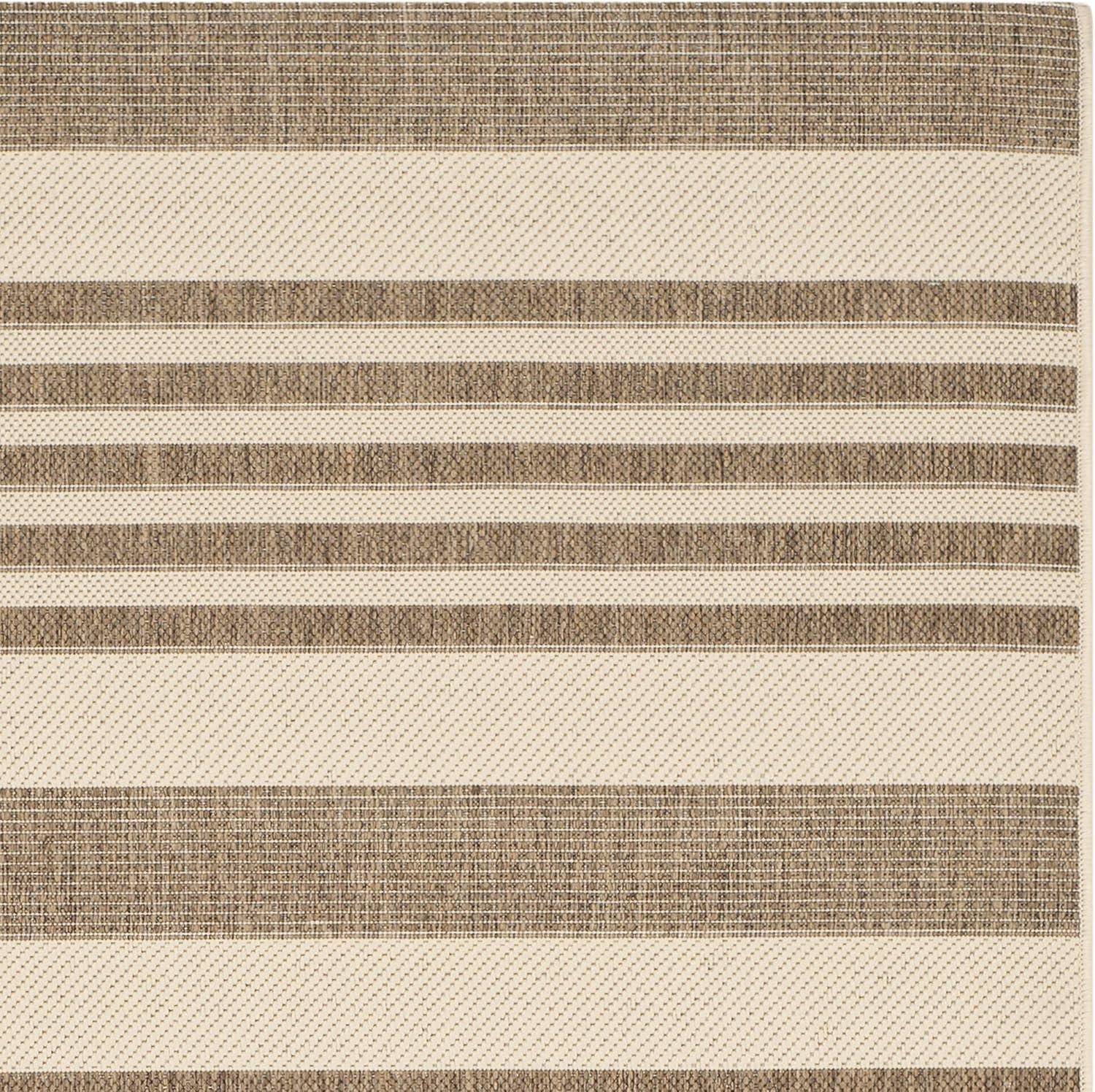 image:imageSAFAVIEH Courtyard Collection 8 x 11 BeigeSweet Pea CY6062 Stripe Indoor Outdoor Waterproof EasyCleaning Patio Backyard Mudroom AreaRugBrownBone