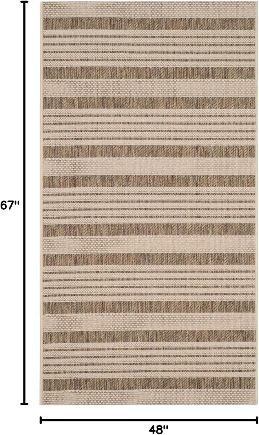image:imageSAFAVIEH Courtyard Collection 8 x 11 BeigeSweet Pea CY6062 Stripe Indoor Outdoor Waterproof EasyCleaning Patio Backyard Mudroom AreaRugBrownBone