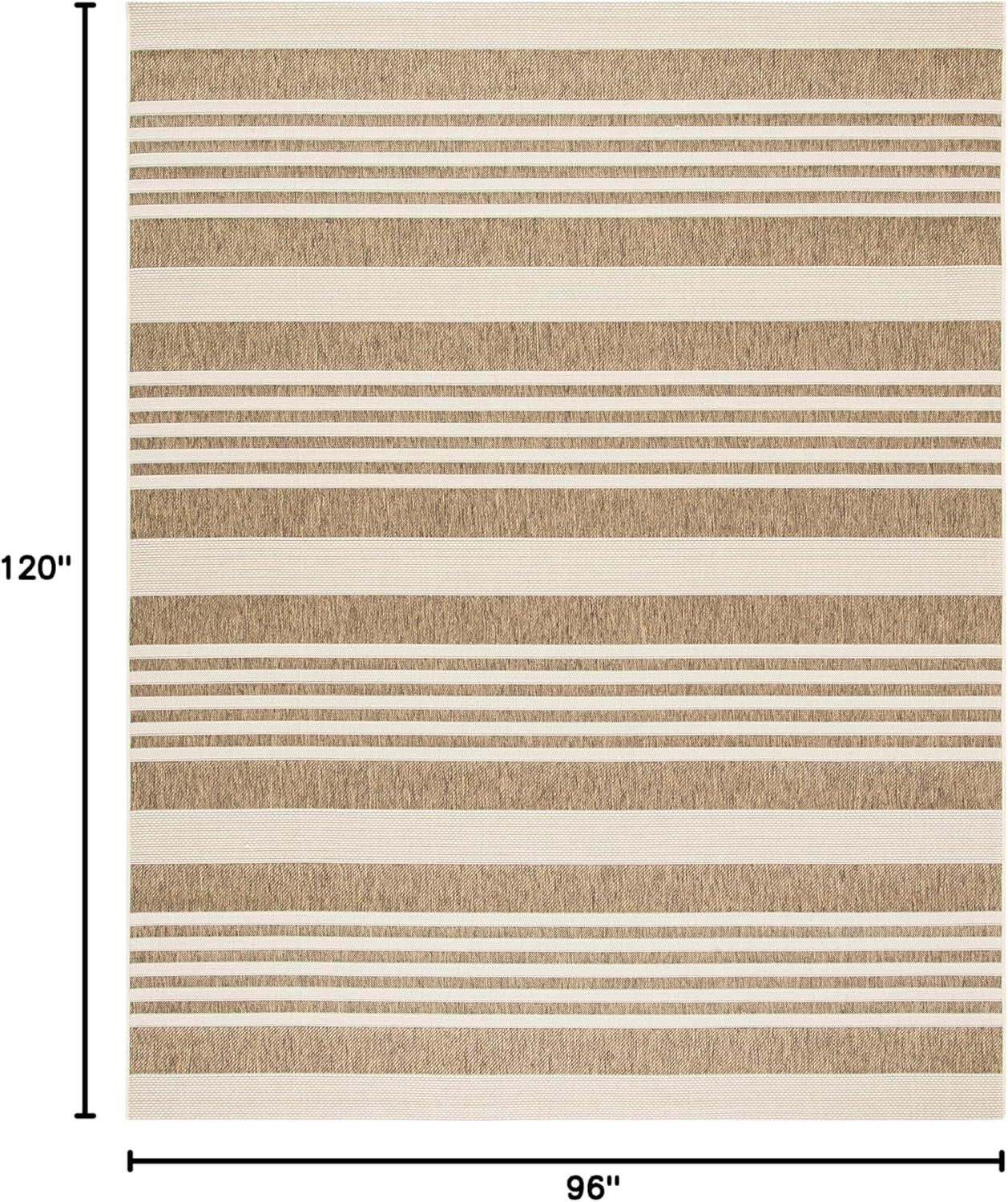 image:imageSAFAVIEH Courtyard Collection 8 x 11 BeigeSweet Pea CY6062 Stripe Indoor Outdoor Waterproof EasyCleaning Patio Backyard Mudroom AreaRugBrownBone