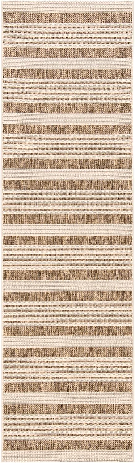 image:imageSAFAVIEH Courtyard Collection 8 x 11 BeigeSweet Pea CY6062 Stripe Indoor Outdoor Waterproof EasyCleaning Patio Backyard Mudroom AreaRugBrownBone