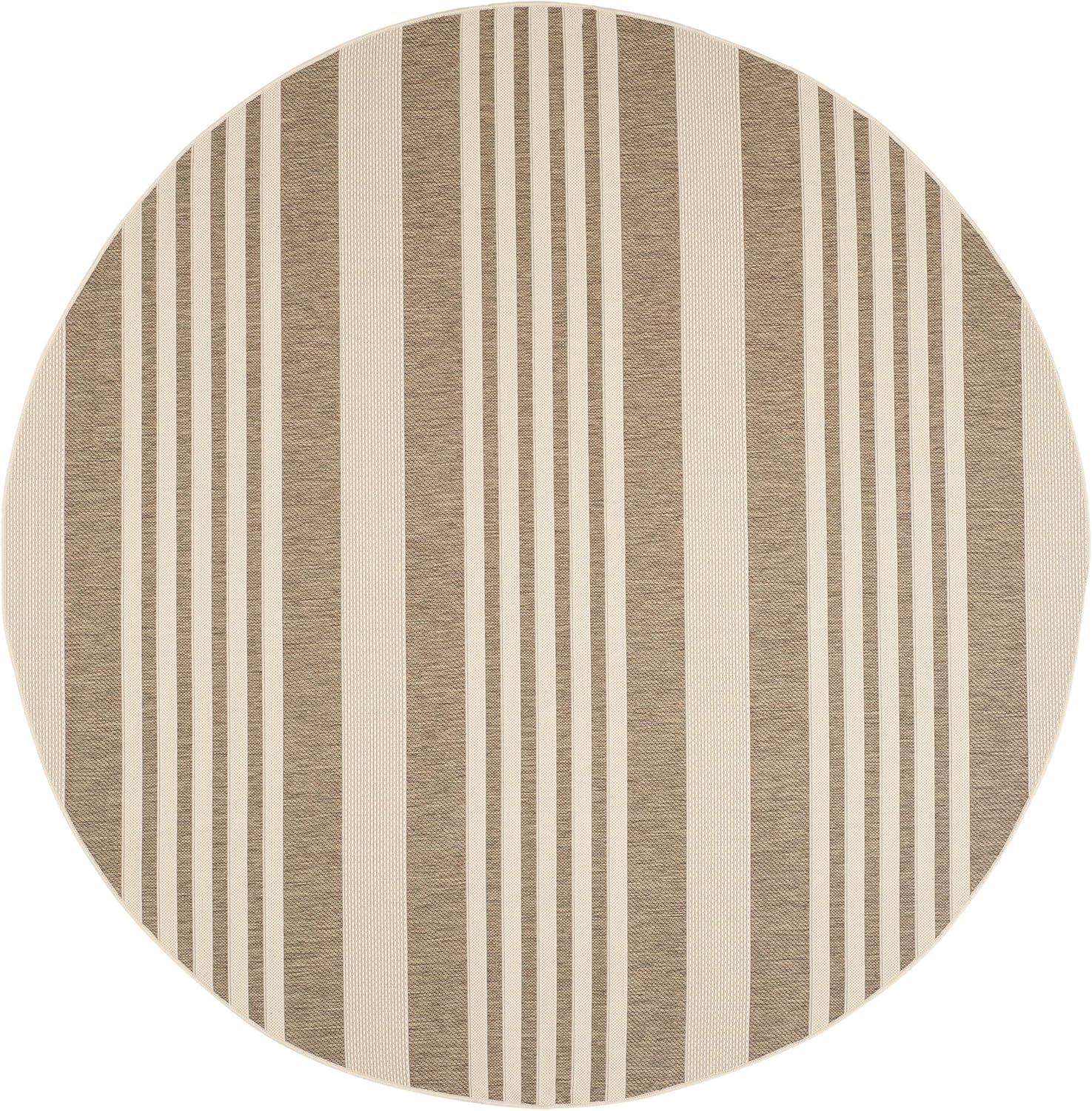 image:imageSAFAVIEH Courtyard Collection 8 x 11 BeigeSweet Pea CY6062 Stripe Indoor Outdoor Waterproof EasyCleaning Patio Backyard Mudroom AreaRugBrownBone