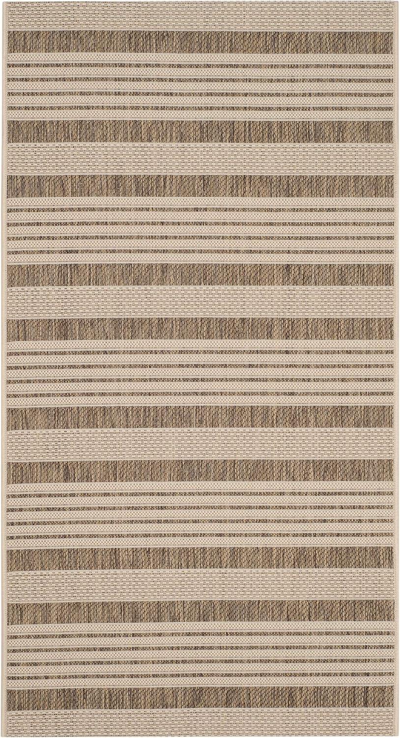 image:imageSAFAVIEH Courtyard Collection 8 x 11 BeigeSweet Pea CY6062 Stripe Indoor Outdoor Waterproof EasyCleaning Patio Backyard Mudroom AreaRugBrownBone