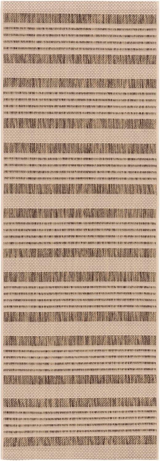 image:imageSAFAVIEH Courtyard Collection 8 x 11 BeigeSweet Pea CY6062 Stripe Indoor Outdoor Waterproof EasyCleaning Patio Backyard Mudroom AreaRugBrownBone