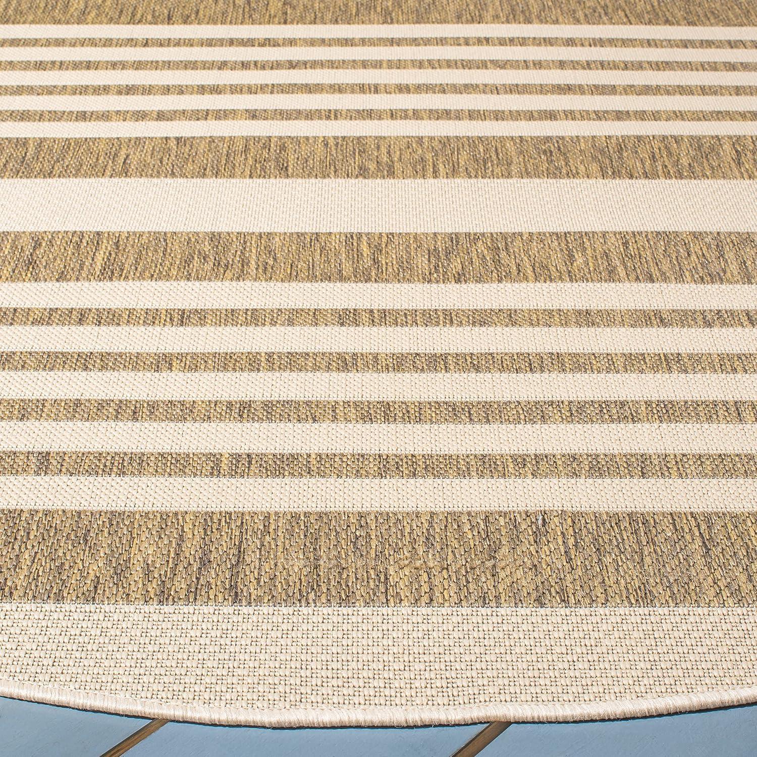 image:imageSAFAVIEH Courtyard Collection 8 x 11 BeigeSweet Pea CY6062 Stripe Indoor Outdoor Waterproof EasyCleaning Patio Backyard Mudroom AreaRugBrownBone