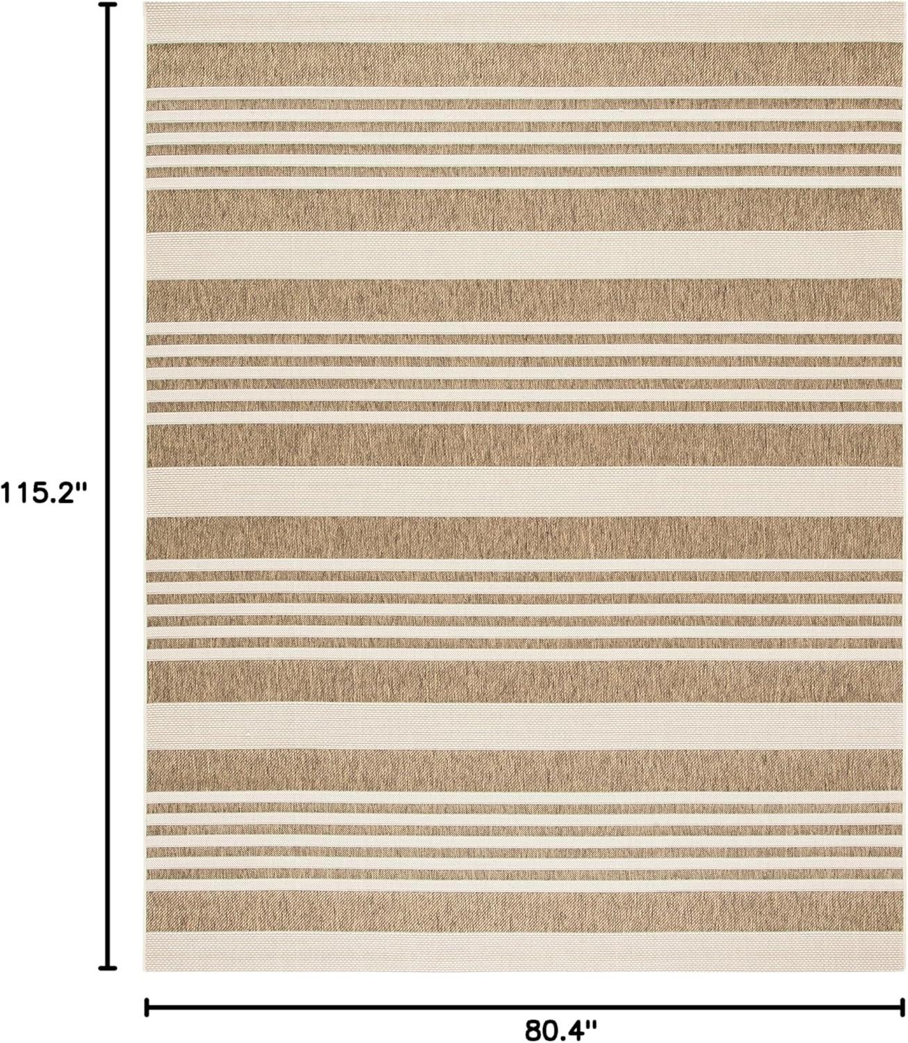 image:imageSAFAVIEH Courtyard Collection 8 x 11 BeigeSweet Pea CY6062 Stripe Indoor Outdoor Waterproof EasyCleaning Patio Backyard Mudroom AreaRugBrownBone