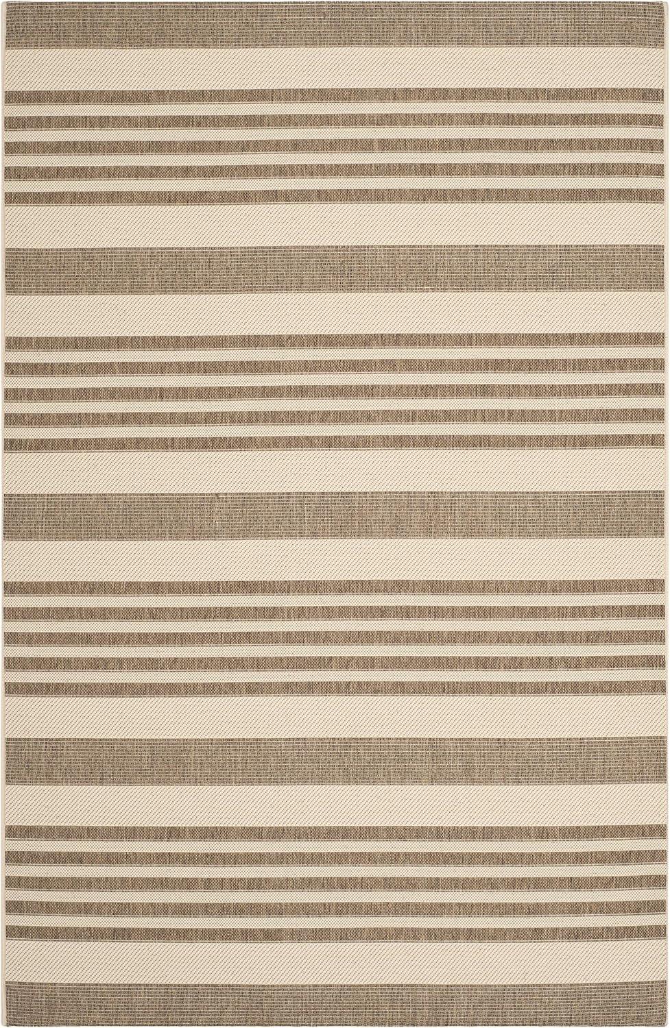 image:imageSAFAVIEH Courtyard Collection 8 x 11 BeigeSweet Pea CY6062 Stripe Indoor Outdoor Waterproof EasyCleaning Patio Backyard Mudroom AreaRugBrownBone