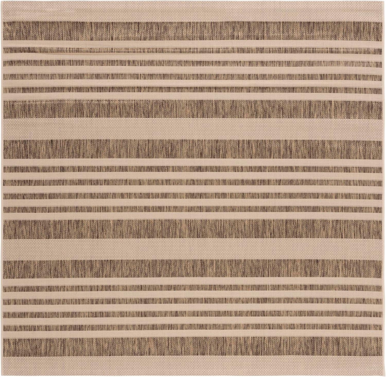 image:imageSAFAVIEH Courtyard Collection 8 x 11 BeigeSweet Pea CY6062 Stripe Indoor Outdoor Waterproof EasyCleaning Patio Backyard Mudroom AreaRugBrownBone