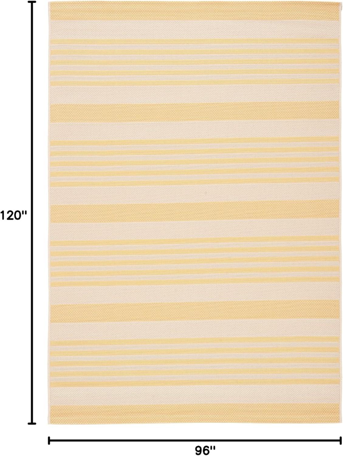 image:imageSAFAVIEH Courtyard Collection 8 x 11 BeigeSweet Pea CY6062 Stripe Indoor Outdoor Waterproof EasyCleaning Patio Backyard Mudroom AreaRugGoldBeige