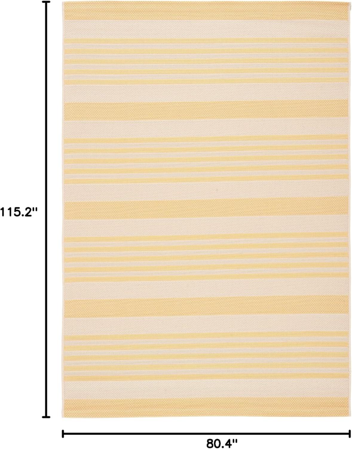 image:imageSAFAVIEH Courtyard Collection 8 x 11 BeigeSweet Pea CY6062 Stripe Indoor Outdoor Waterproof EasyCleaning Patio Backyard Mudroom AreaRugGoldBeige