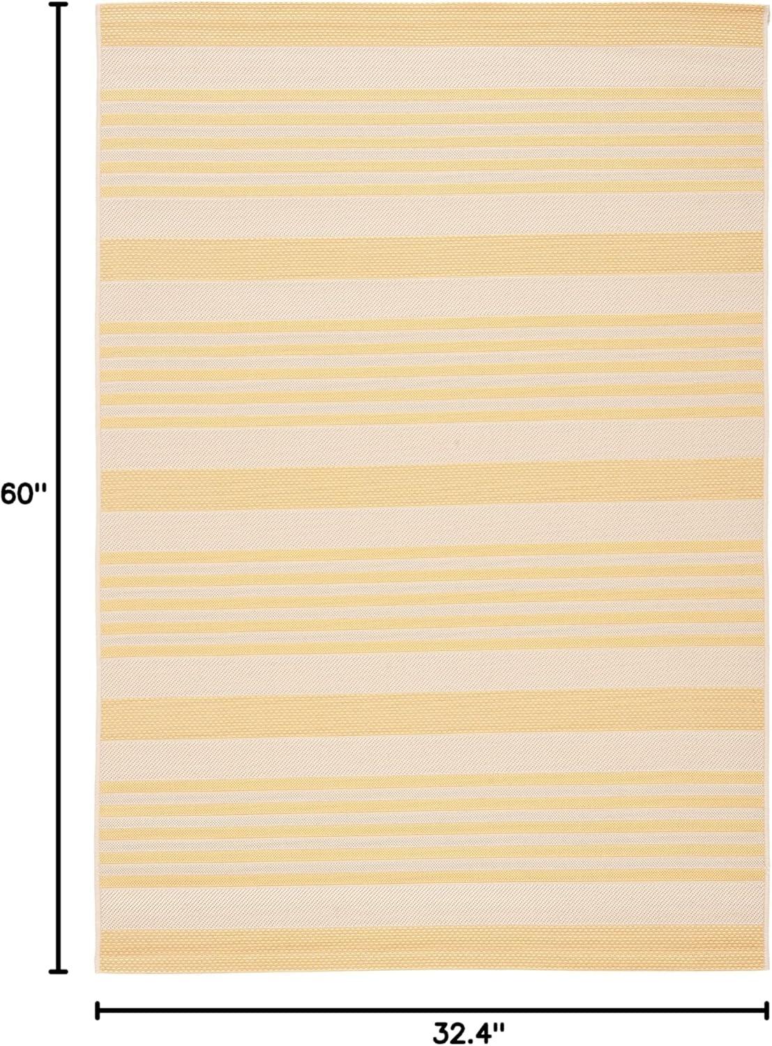 image:imageSAFAVIEH Courtyard Collection 8 x 11 BeigeSweet Pea CY6062 Stripe Indoor Outdoor Waterproof EasyCleaning Patio Backyard Mudroom AreaRugGoldBeige