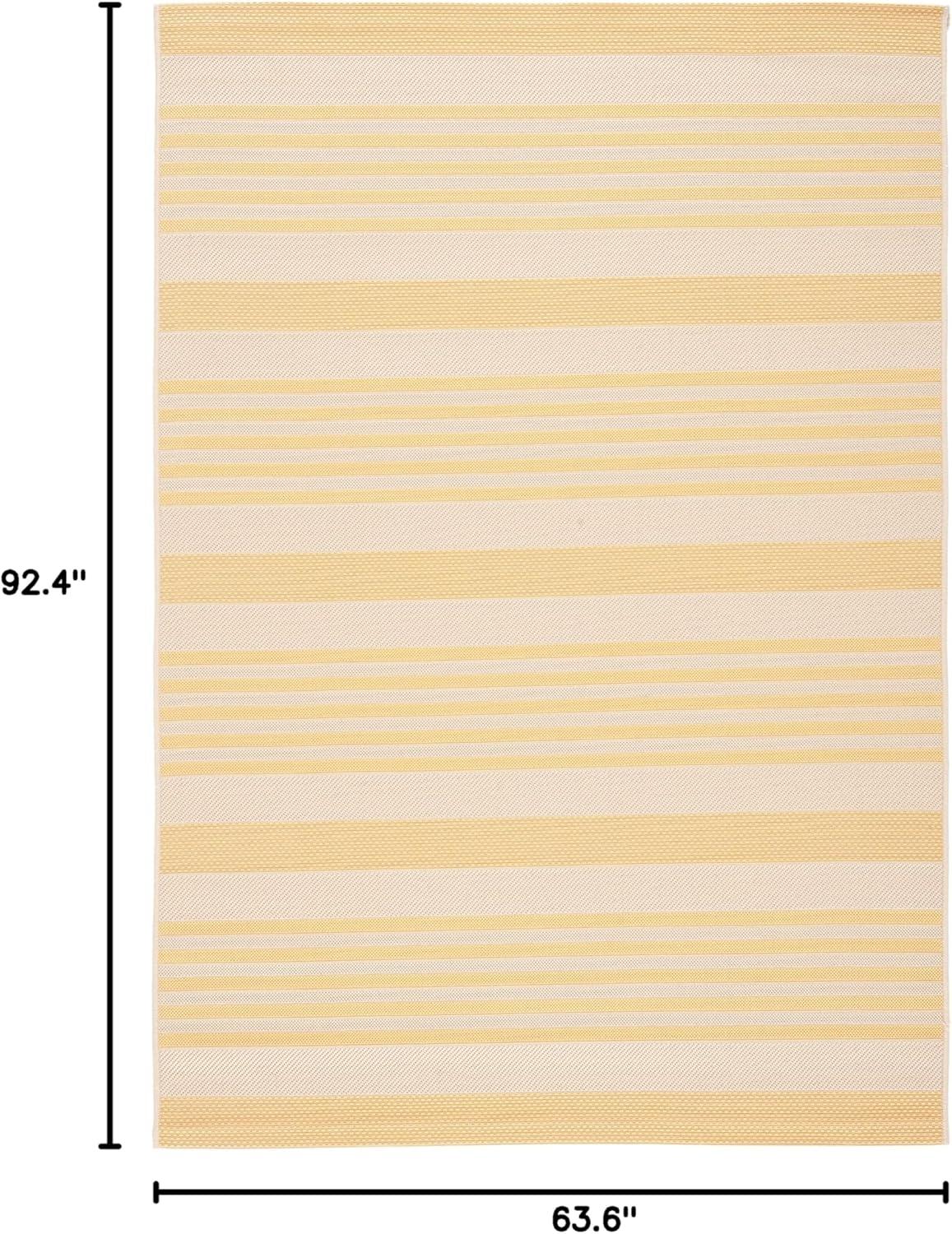 image:imageSAFAVIEH Courtyard Collection 8 x 11 BeigeSweet Pea CY6062 Stripe Indoor Outdoor Waterproof EasyCleaning Patio Backyard Mudroom AreaRugGoldBeige