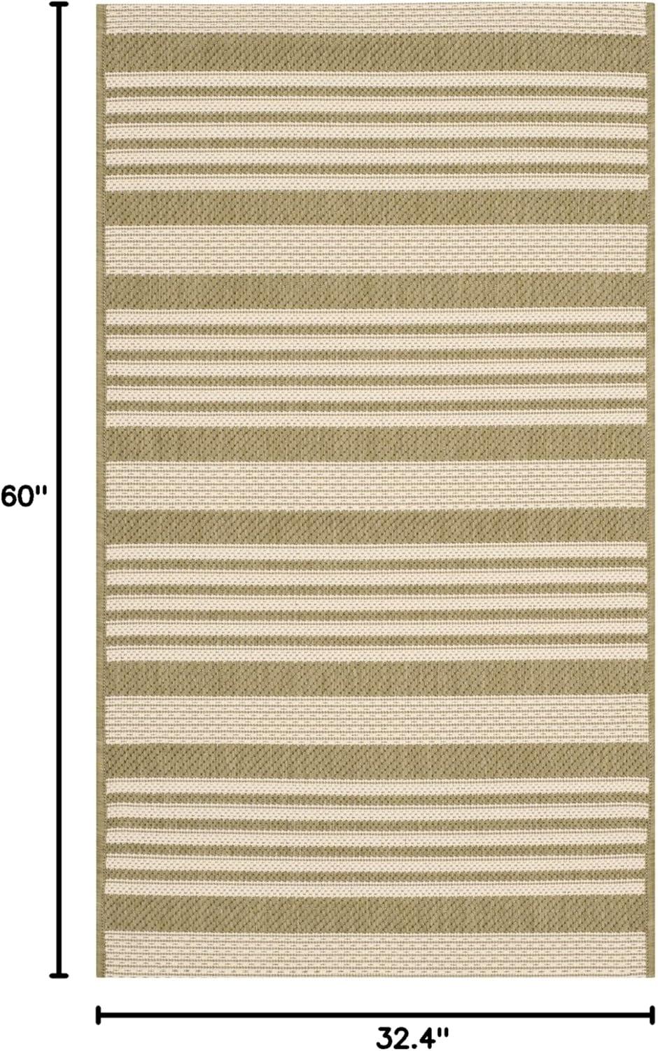 image:imageSAFAVIEH Courtyard Collection 8 x 11 BeigeSweet Pea CY6062 Stripe Indoor Outdoor Waterproof EasyCleaning Patio Backyard Mudroom AreaRugGreenBeige