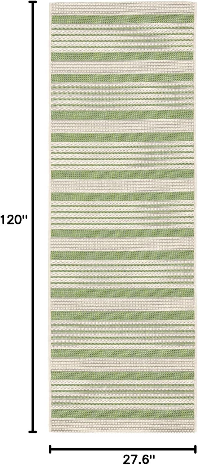image:imageSAFAVIEH Courtyard Collection 8 x 11 BeigeSweet Pea CY6062 Stripe Indoor Outdoor Waterproof EasyCleaning Patio Backyard Mudroom AreaRugGreenBeige