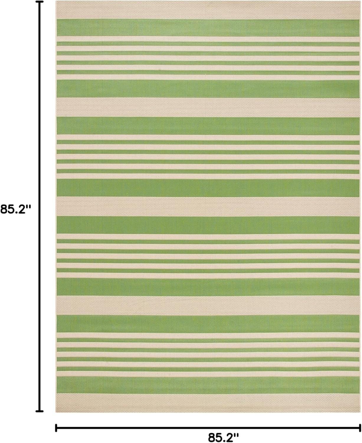image:imageSAFAVIEH Courtyard Collection 8 x 11 BeigeSweet Pea CY6062 Stripe Indoor Outdoor Waterproof EasyCleaning Patio Backyard Mudroom AreaRugGreenBeige