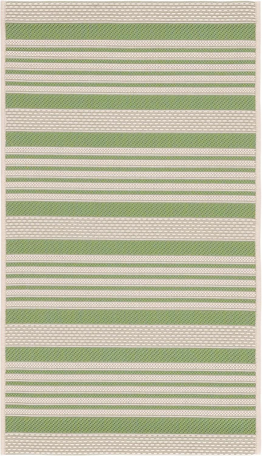 image:imageSAFAVIEH Courtyard Collection 8 x 11 BeigeSweet Pea CY6062 Stripe Indoor Outdoor Waterproof EasyCleaning Patio Backyard Mudroom AreaRugGreenBeige