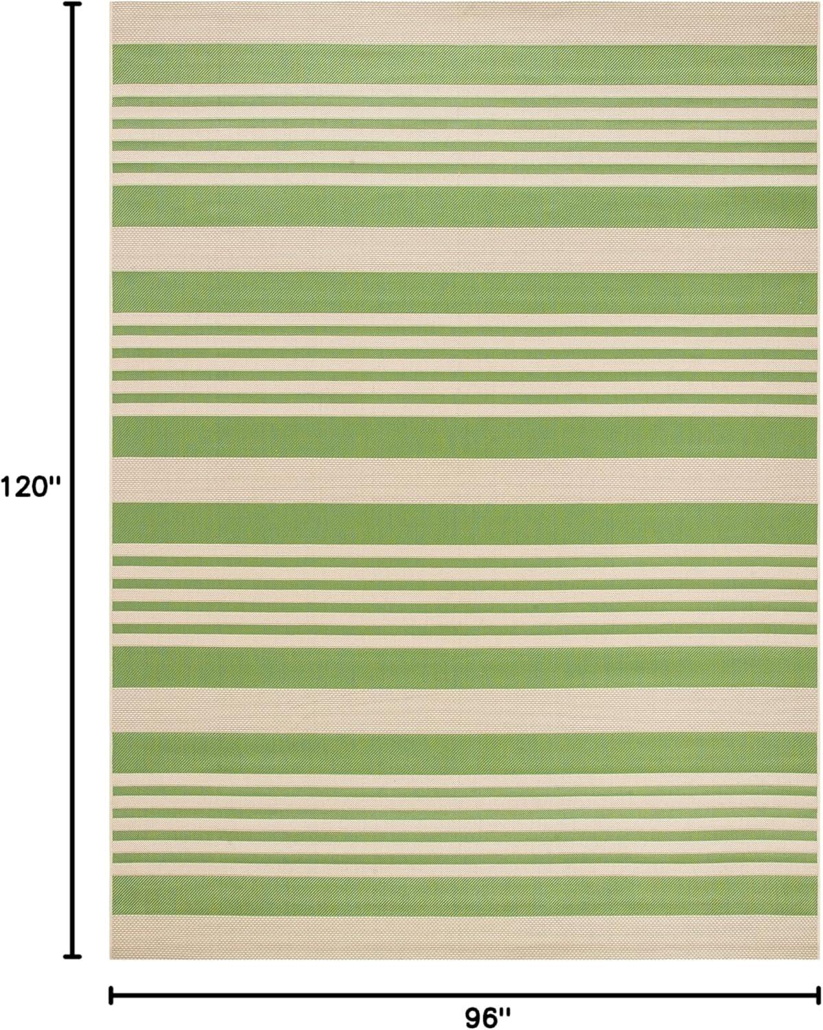 image:imageSAFAVIEH Courtyard Collection 8 x 11 BeigeSweet Pea CY6062 Stripe Indoor Outdoor Waterproof EasyCleaning Patio Backyard Mudroom AreaRugGreenBeige