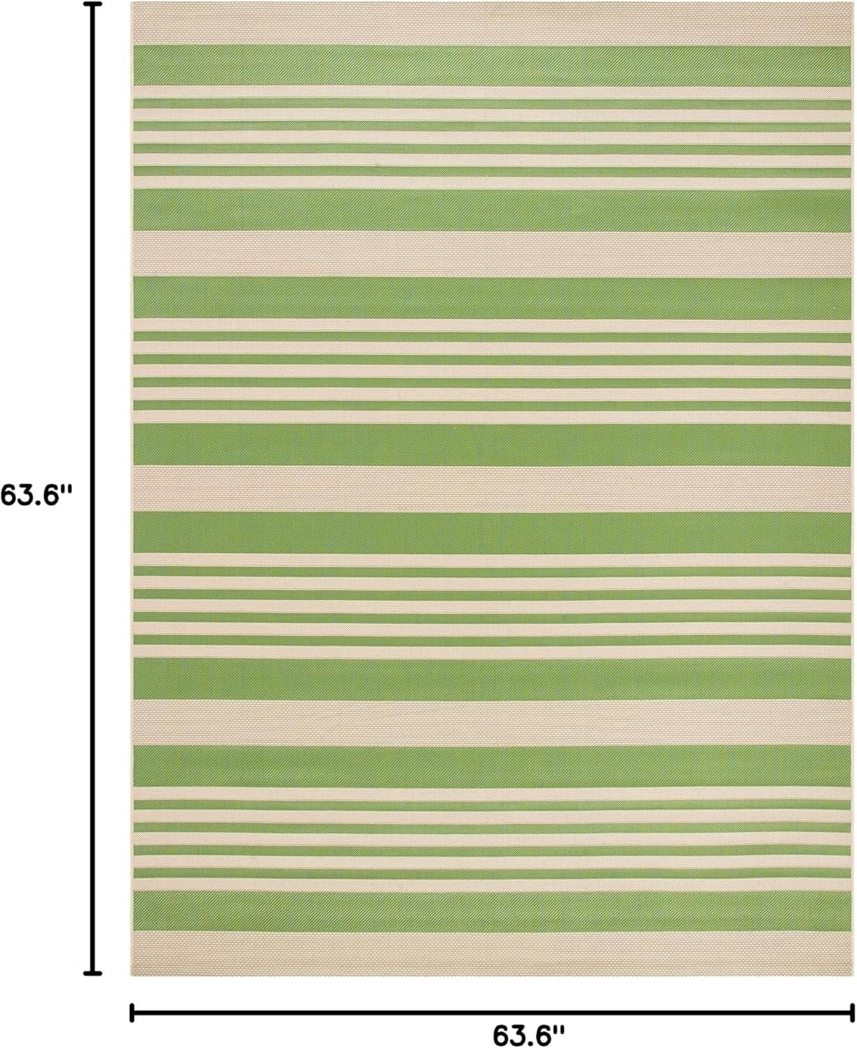 image:imageSAFAVIEH Courtyard Collection 8 x 11 BeigeSweet Pea CY6062 Stripe Indoor Outdoor Waterproof EasyCleaning Patio Backyard Mudroom AreaRugGreenBeige