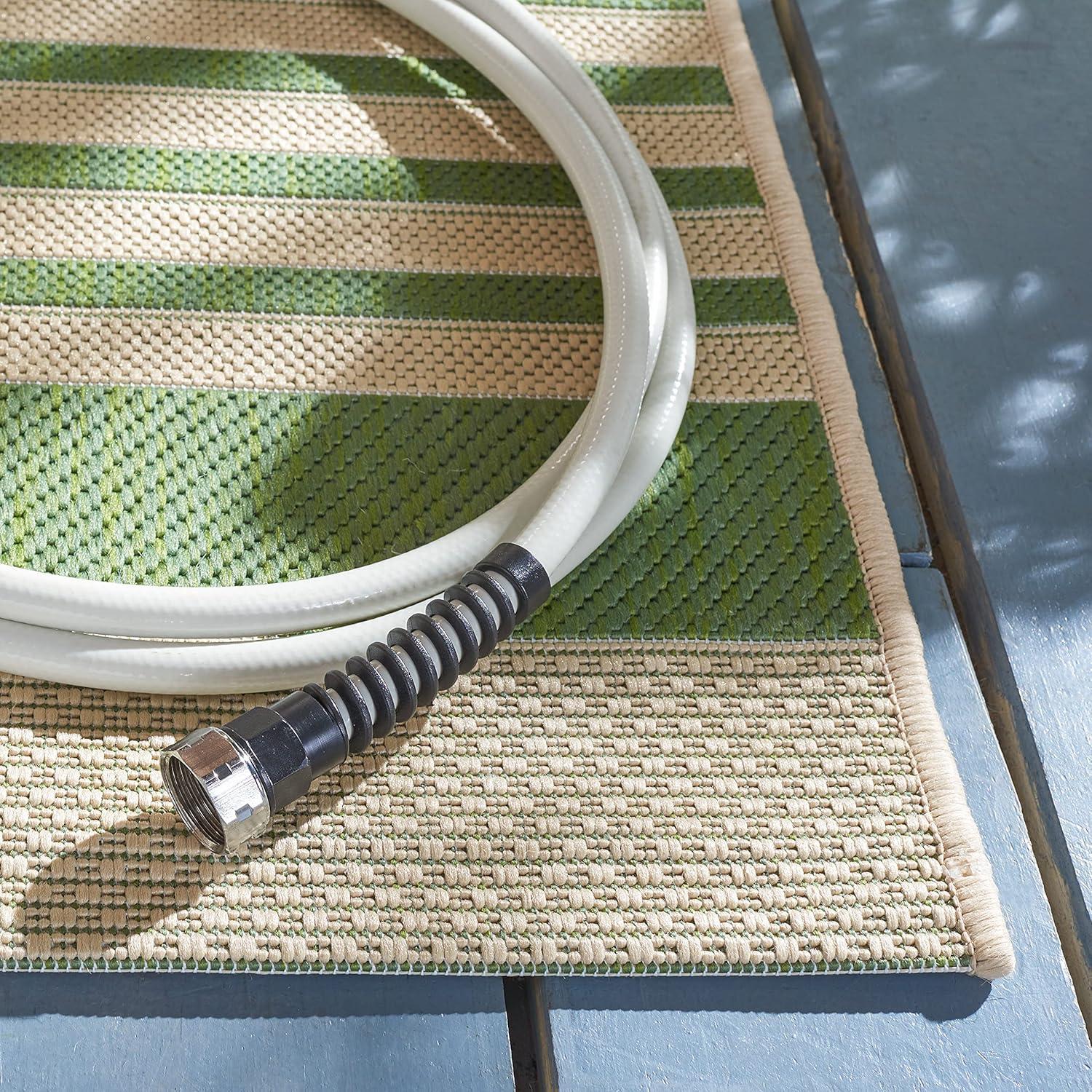 image:imageSAFAVIEH Courtyard Collection 8 x 11 BeigeSweet Pea CY6062 Stripe Indoor Outdoor Waterproof EasyCleaning Patio Backyard Mudroom AreaRugGreenBeige