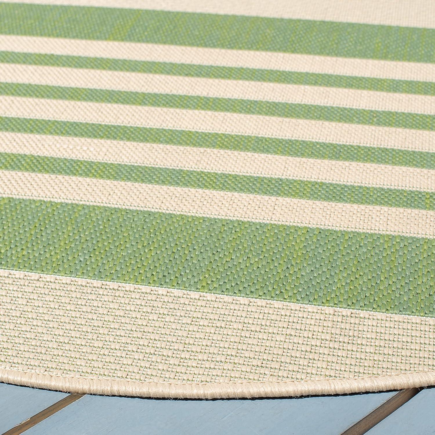 image:imageSAFAVIEH Courtyard Collection 8 x 11 BeigeSweet Pea CY6062 Stripe Indoor Outdoor Waterproof EasyCleaning Patio Backyard Mudroom AreaRugGreenBeige