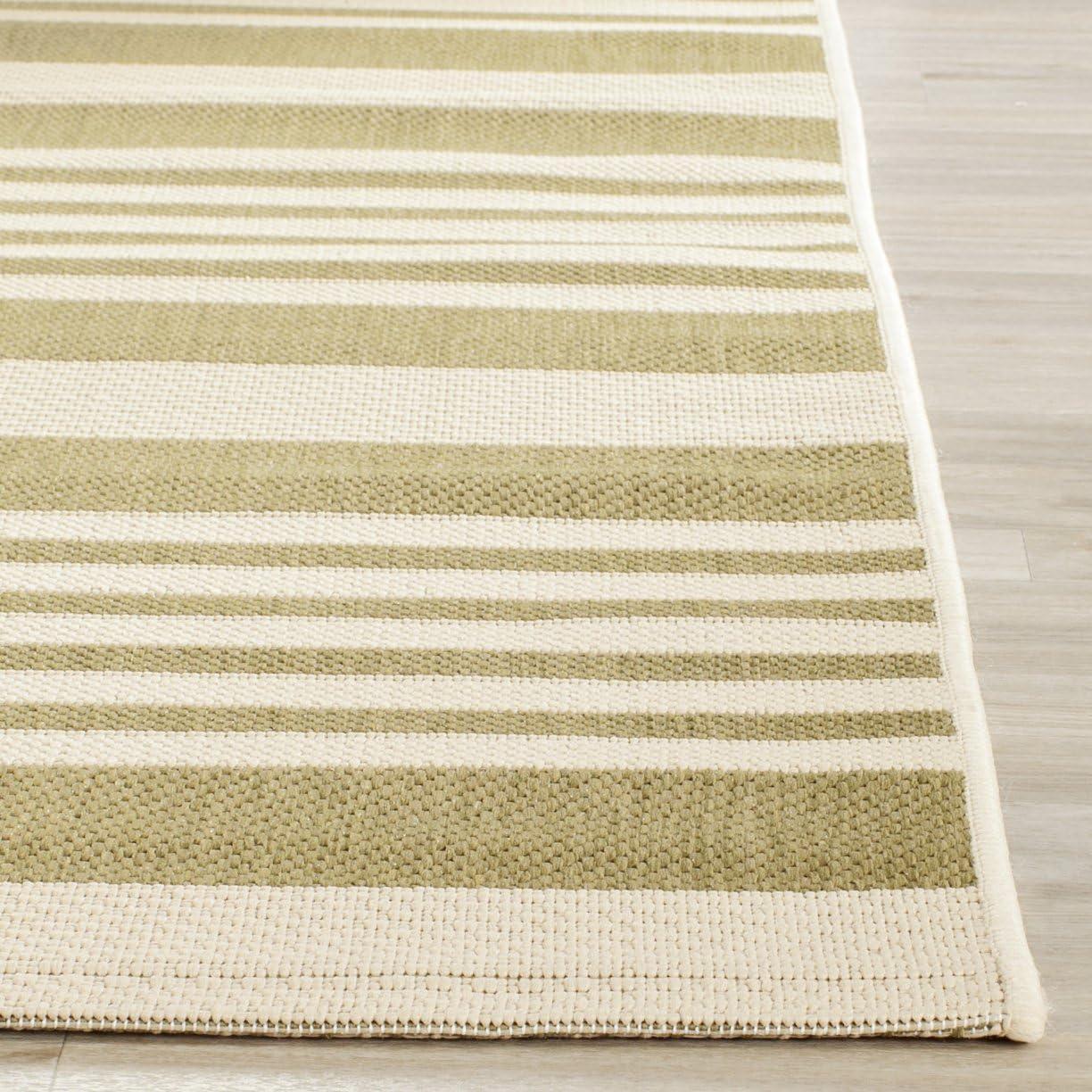 image:imageSAFAVIEH Courtyard Collection 8 x 11 BeigeSweet Pea CY6062 Stripe Indoor Outdoor Waterproof EasyCleaning Patio Backyard Mudroom AreaRugGreenBeige