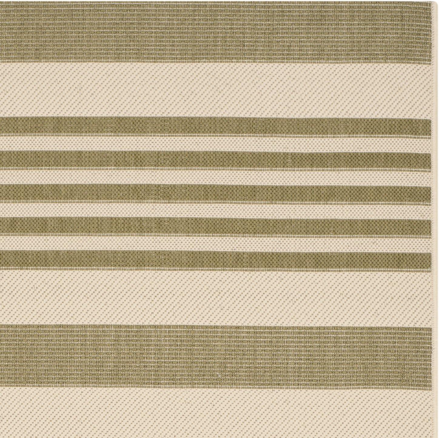 image:imageSAFAVIEH Courtyard Collection 8 x 11 BeigeSweet Pea CY6062 Stripe Indoor Outdoor Waterproof EasyCleaning Patio Backyard Mudroom AreaRugGreenBeige