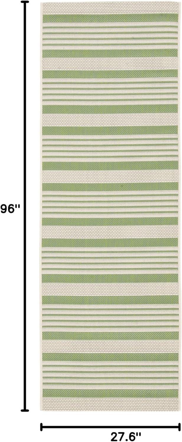 image:imageSAFAVIEH Courtyard Collection 8 x 11 BeigeSweet Pea CY6062 Stripe Indoor Outdoor Waterproof EasyCleaning Patio Backyard Mudroom AreaRugGreenBeige