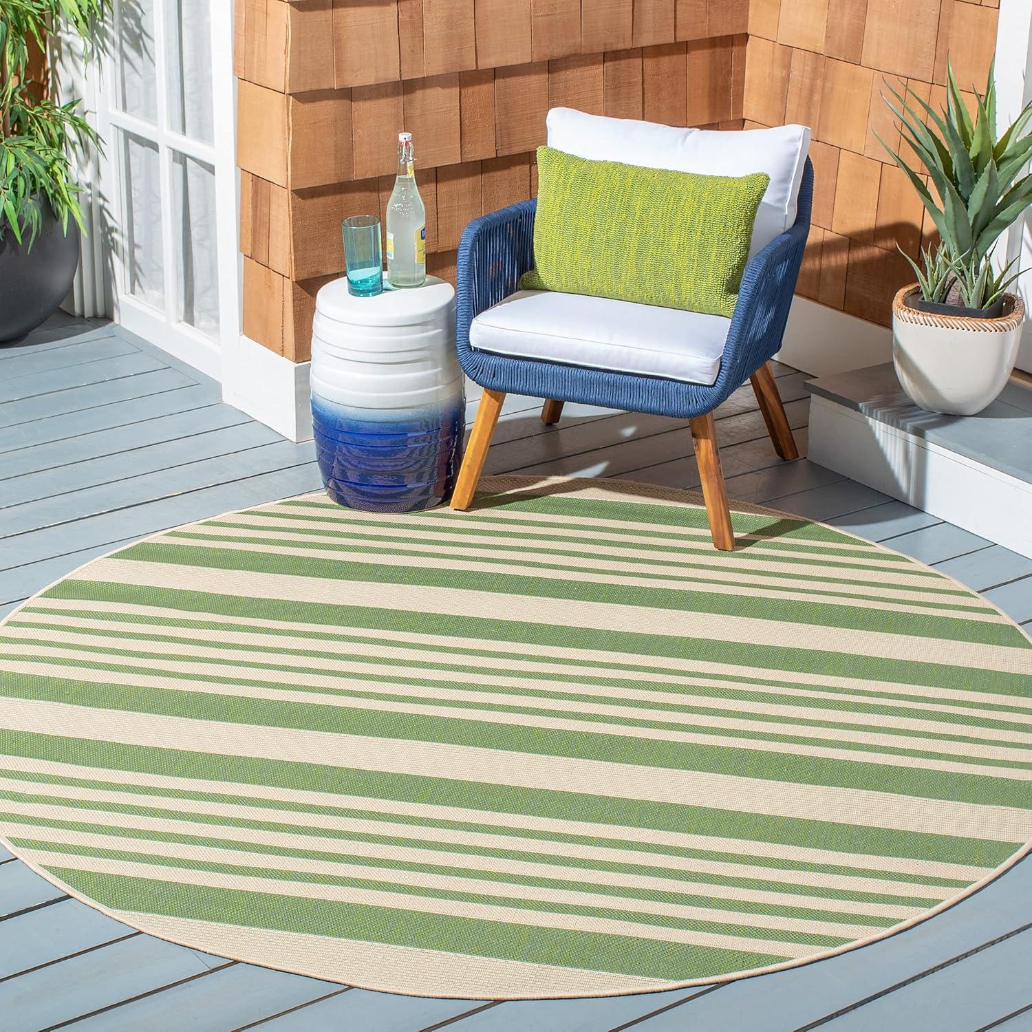 image:imageSAFAVIEH Courtyard Collection 8 x 11 BeigeSweet Pea CY6062 Stripe Indoor Outdoor Waterproof EasyCleaning Patio Backyard Mudroom AreaRugGreenBeige