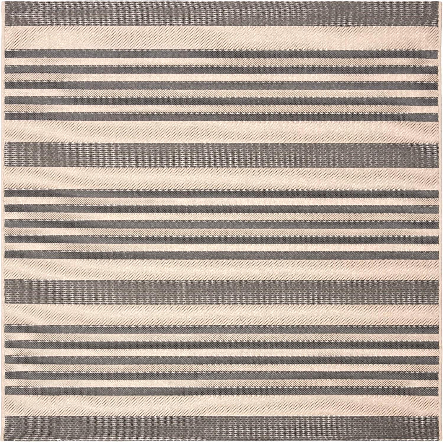 image:imageSAFAVIEH Courtyard Collection 8 x 11 BeigeSweet Pea CY6062 Stripe Indoor Outdoor Waterproof EasyCleaning Patio Backyard Mudroom AreaRugGreyBone