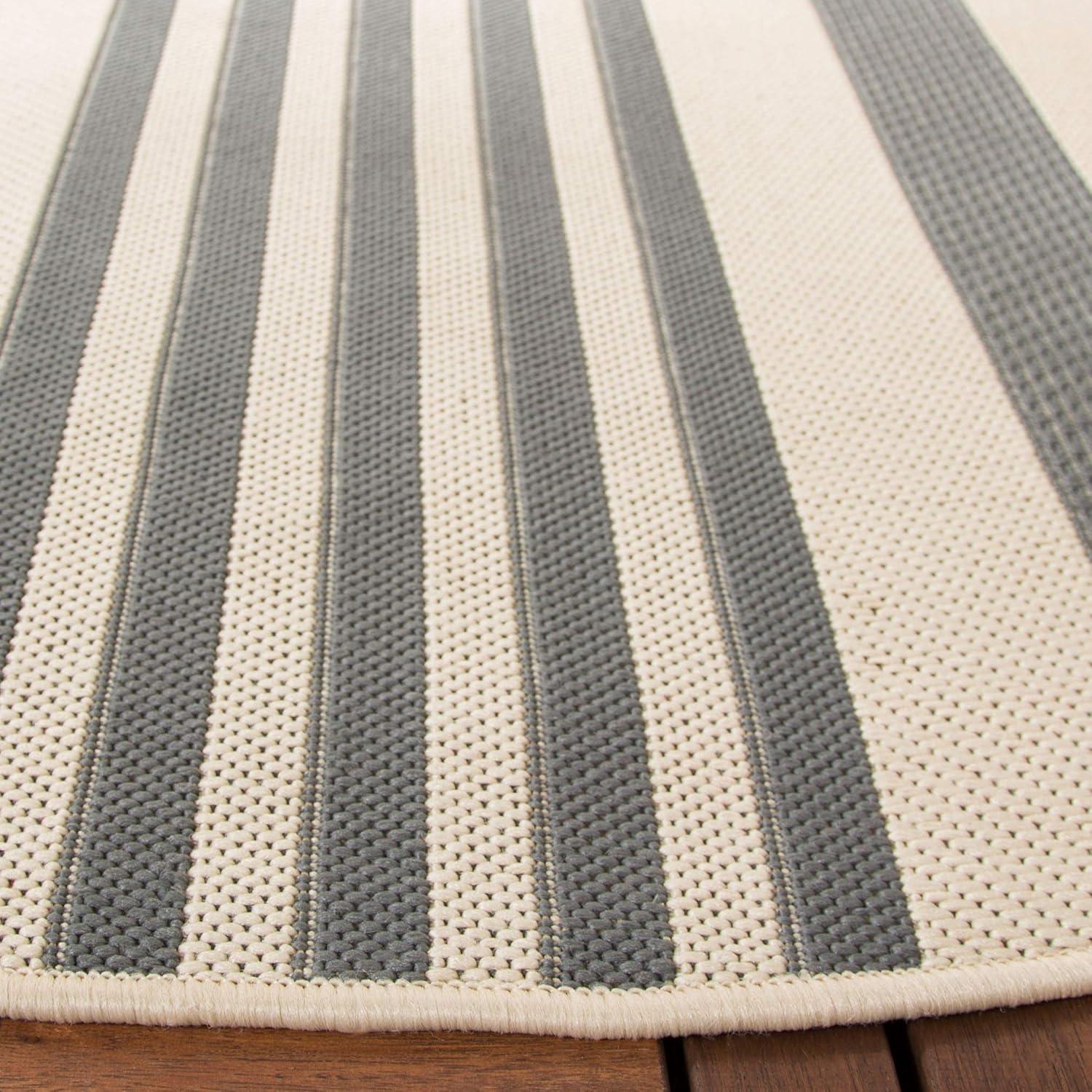 image:imageSAFAVIEH Courtyard Collection 8 x 11 BeigeSweet Pea CY6062 Stripe Indoor Outdoor Waterproof EasyCleaning Patio Backyard Mudroom AreaRugGreyBone