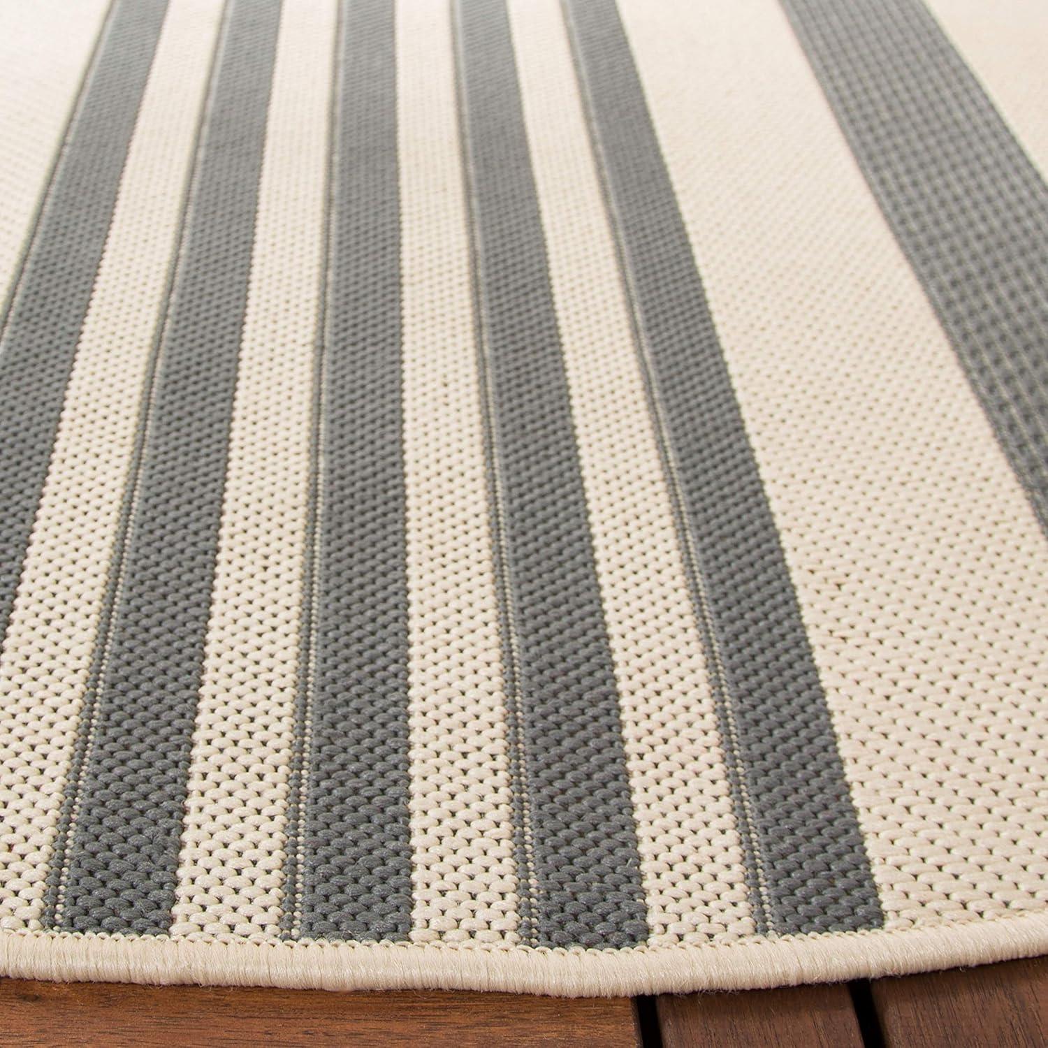 image:imageSAFAVIEH Courtyard Collection 8 x 11 BeigeSweet Pea CY6062 Stripe Indoor Outdoor Waterproof EasyCleaning Patio Backyard Mudroom AreaRugGreyBone