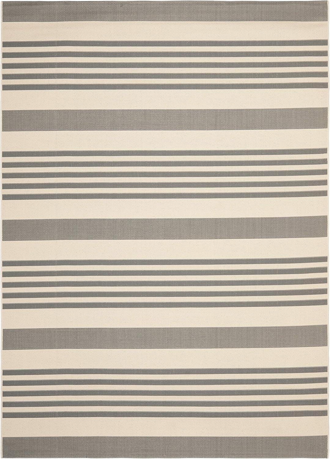 image:imageSAFAVIEH Courtyard Collection 8 x 11 BeigeSweet Pea CY6062 Stripe Indoor Outdoor Waterproof EasyCleaning Patio Backyard Mudroom AreaRugGreyBone