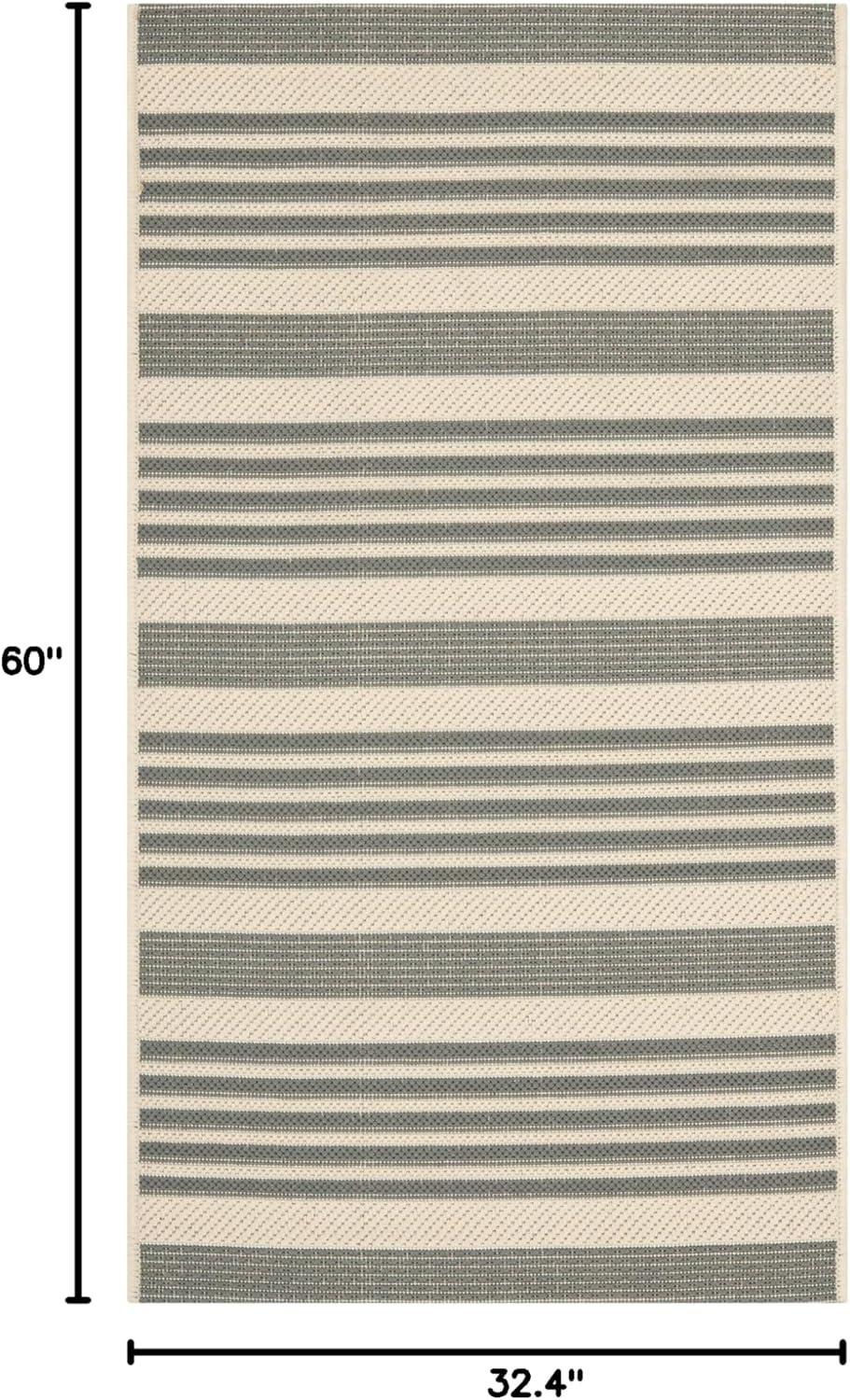 image:imageSAFAVIEH Courtyard Collection 8 x 11 BeigeSweet Pea CY6062 Stripe Indoor Outdoor Waterproof EasyCleaning Patio Backyard Mudroom AreaRugGreyBone