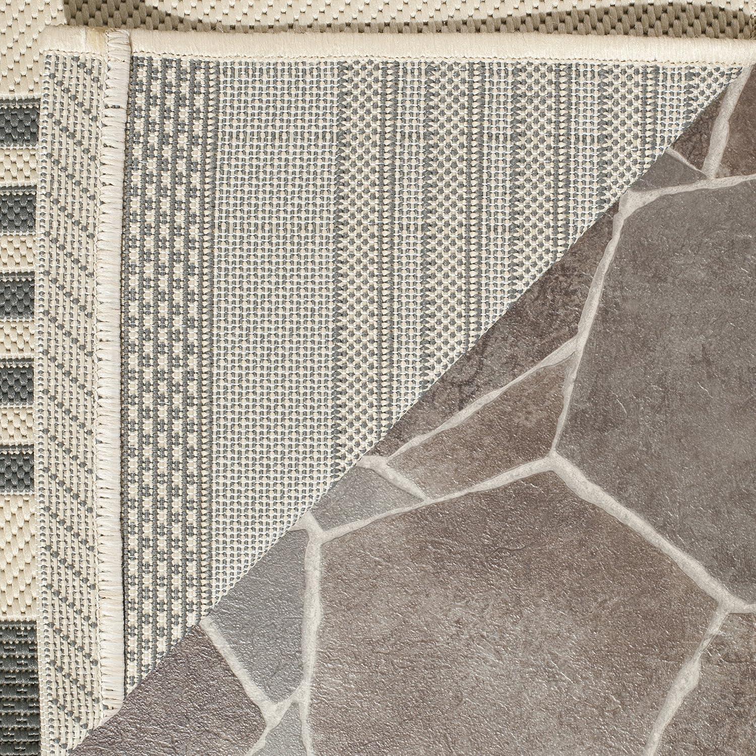 image:imageSAFAVIEH Courtyard Collection 8 x 11 BeigeSweet Pea CY6062 Stripe Indoor Outdoor Waterproof EasyCleaning Patio Backyard Mudroom AreaRugGreyBone