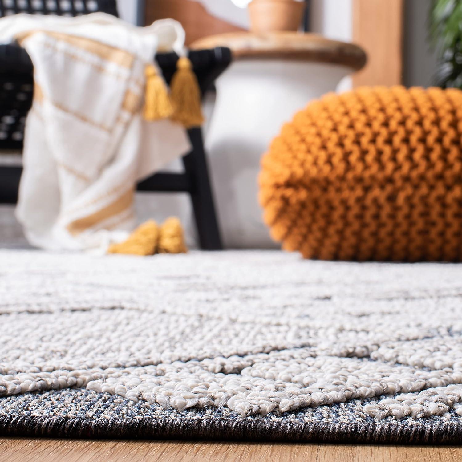 image:imageSAFAVIEH Courtyard Collection 8 x 11 BeigeSweet Pea CY6062 Stripe Indoor Outdoor Waterproof EasyCleaning Patio Backyard Mudroom AreaRugGreyBone
