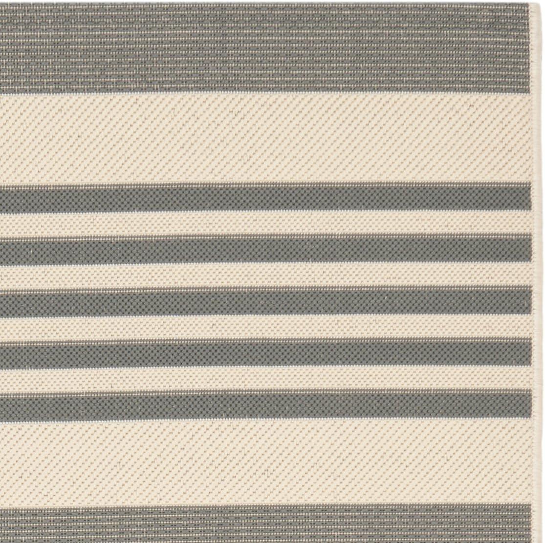 image:imageSAFAVIEH Courtyard Collection 8 x 11 BeigeSweet Pea CY6062 Stripe Indoor Outdoor Waterproof EasyCleaning Patio Backyard Mudroom AreaRugGreyBone