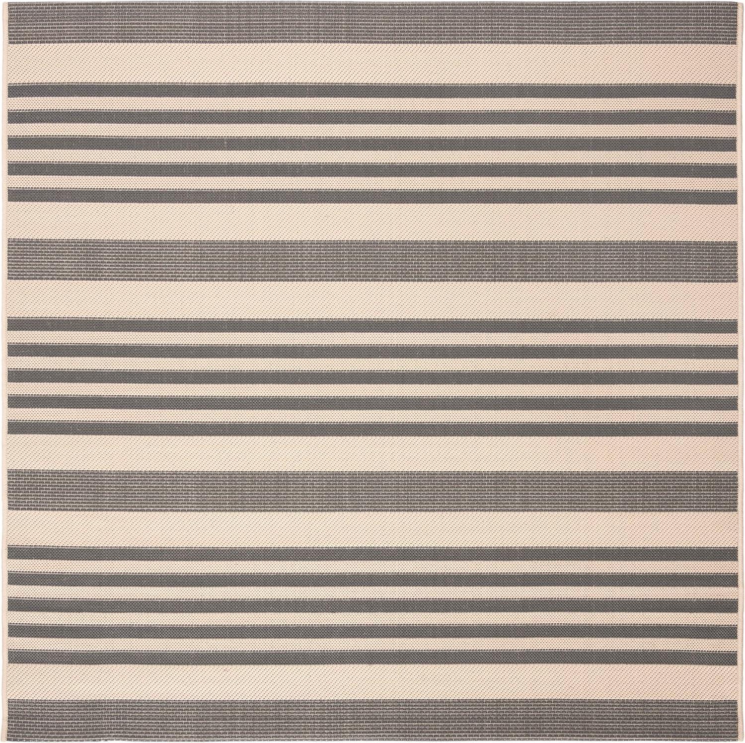image:imageSAFAVIEH Courtyard Collection 8 x 11 BeigeSweet Pea CY6062 Stripe Indoor Outdoor Waterproof EasyCleaning Patio Backyard Mudroom AreaRugGreyBone
