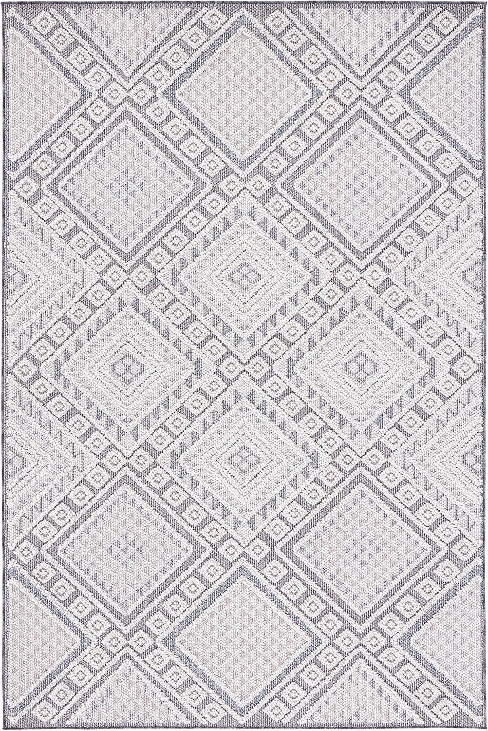 image:imageSAFAVIEH Courtyard Collection 8 x 11 BeigeSweet Pea CY6062 Stripe Indoor Outdoor Waterproof EasyCleaning Patio Backyard Mudroom AreaRugGreyBone