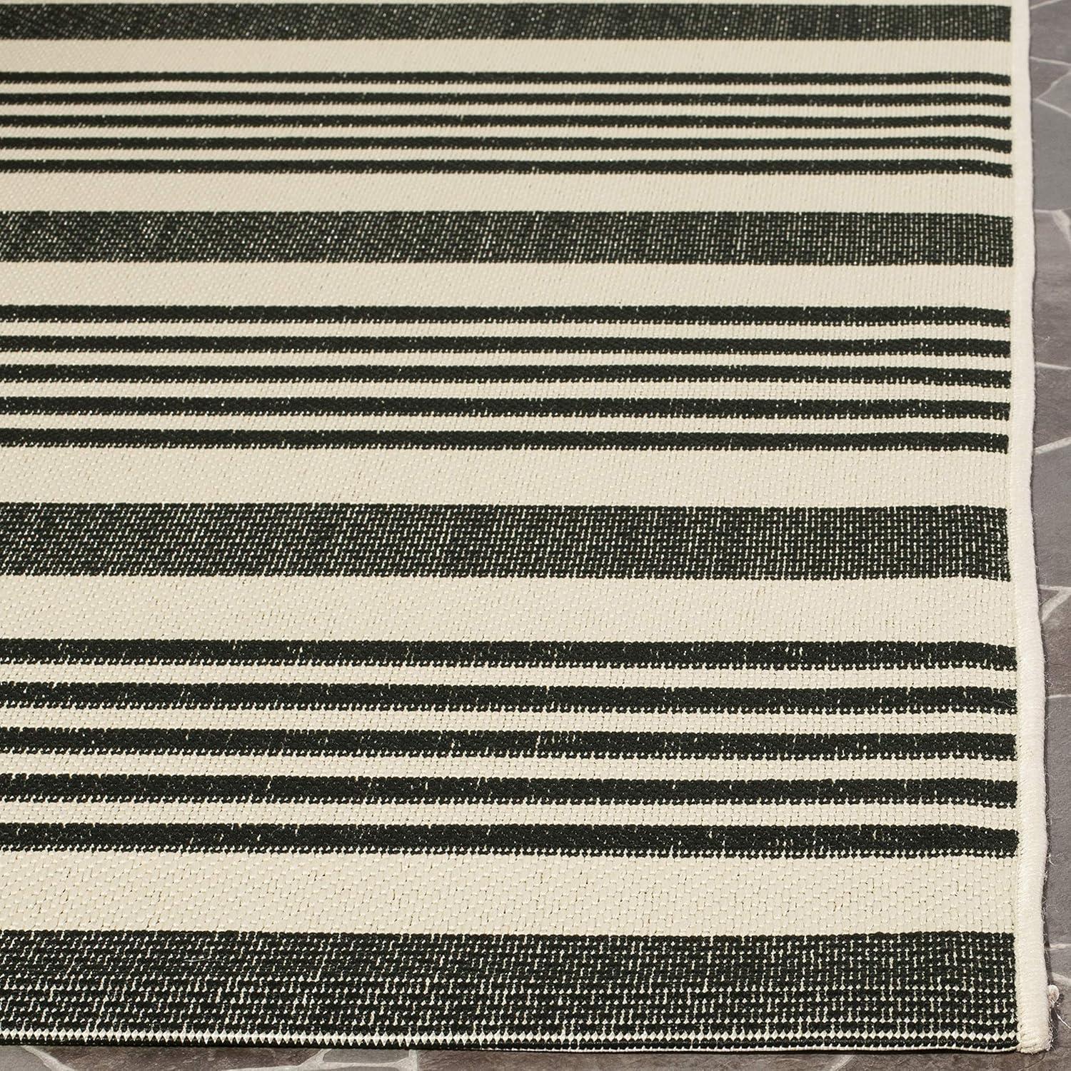 image:imageSAFAVIEH Courtyard Collection 8 x 11 BeigeSweet Pea CY6062 Stripe Indoor Outdoor Waterproof EasyCleaning Patio Backyard Mudroom AreaRugGreyBone