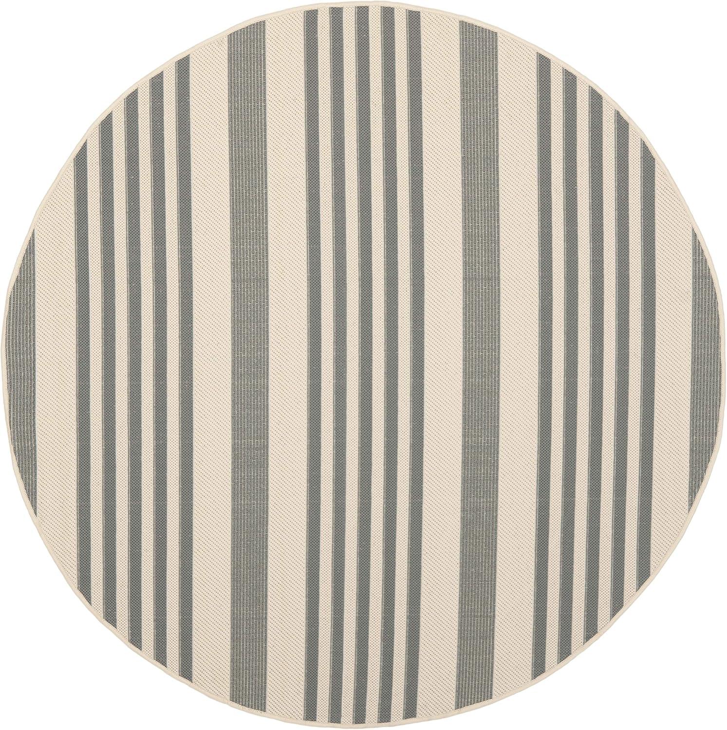 image:imageSAFAVIEH Courtyard Collection 8 x 11 BeigeSweet Pea CY6062 Stripe Indoor Outdoor Waterproof EasyCleaning Patio Backyard Mudroom AreaRugGreyBone