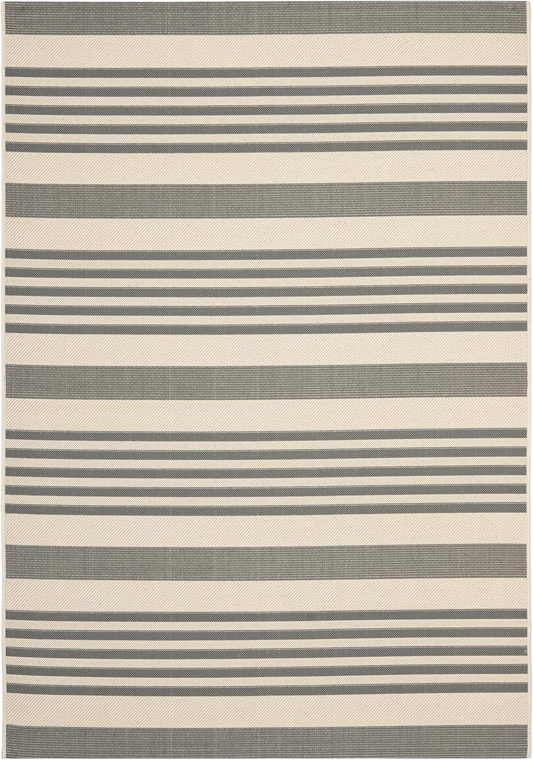 image:imageSAFAVIEH Courtyard Collection 8 x 11 BeigeSweet Pea CY6062 Stripe Indoor Outdoor Waterproof EasyCleaning Patio Backyard Mudroom AreaRugGreyBone