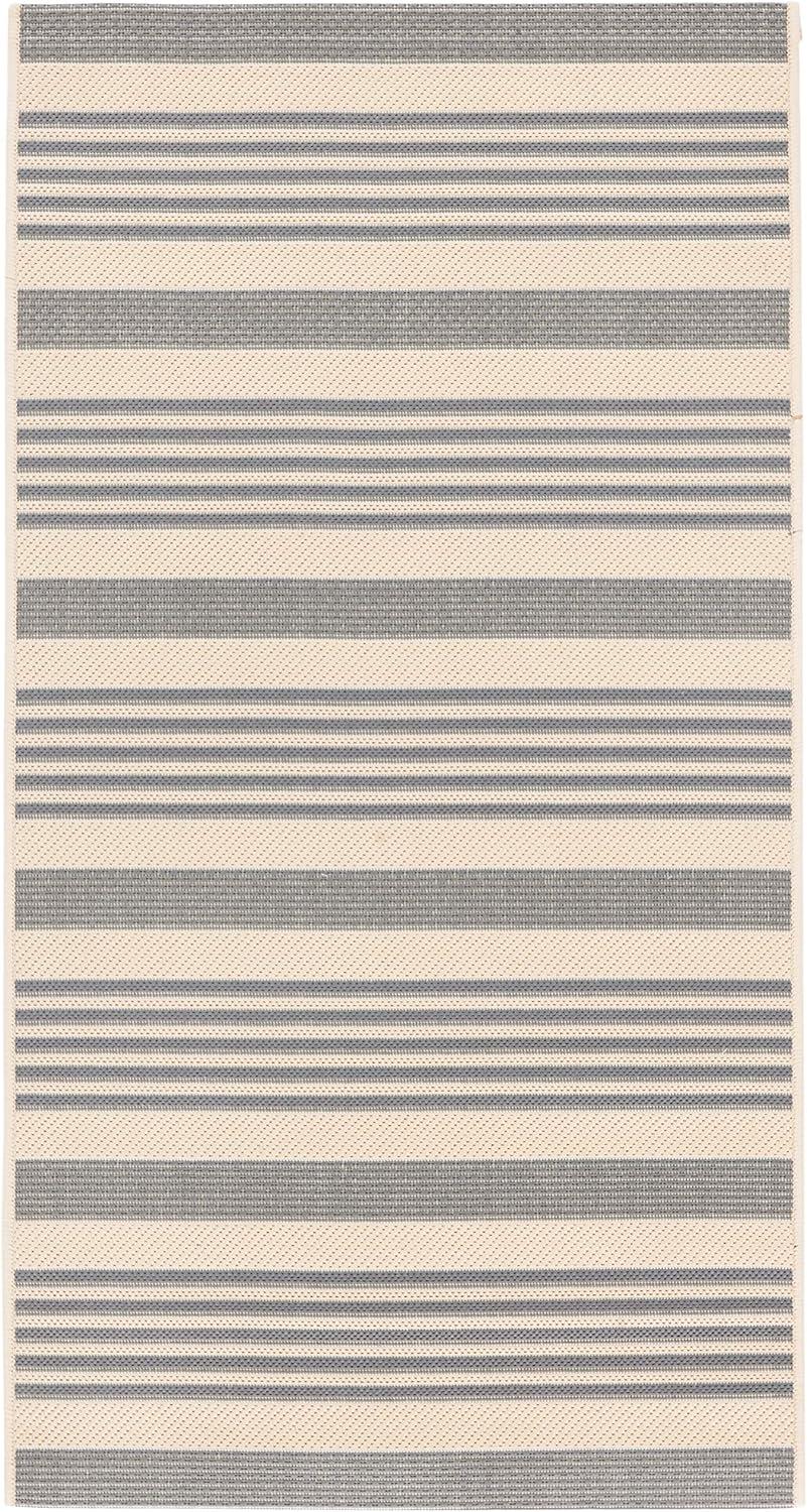 image:imageSAFAVIEH Courtyard Collection 8 x 11 BeigeSweet Pea CY6062 Stripe Indoor Outdoor Waterproof EasyCleaning Patio Backyard Mudroom AreaRugGreyBone