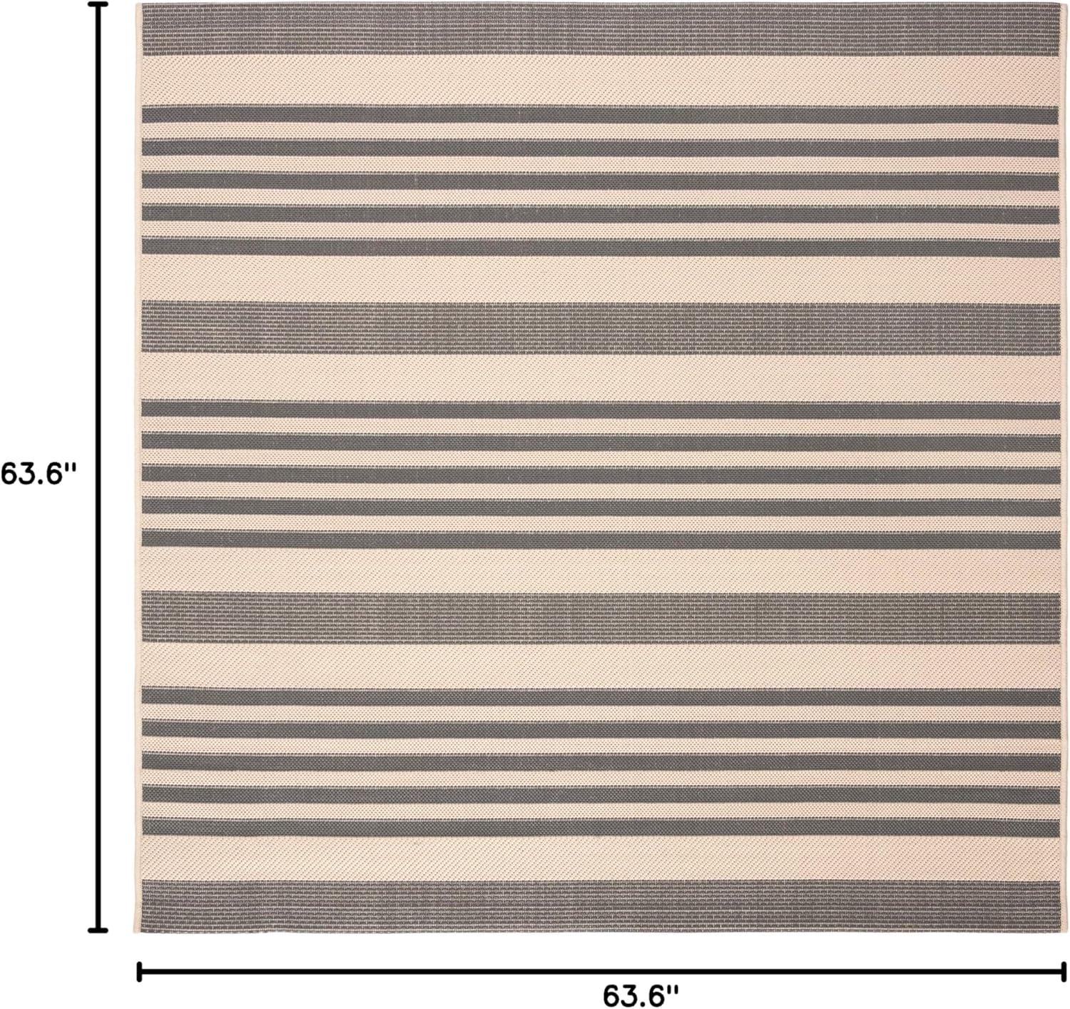 image:imageSAFAVIEH Courtyard Collection 8 x 11 BeigeSweet Pea CY6062 Stripe Indoor Outdoor Waterproof EasyCleaning Patio Backyard Mudroom AreaRugGreyBone