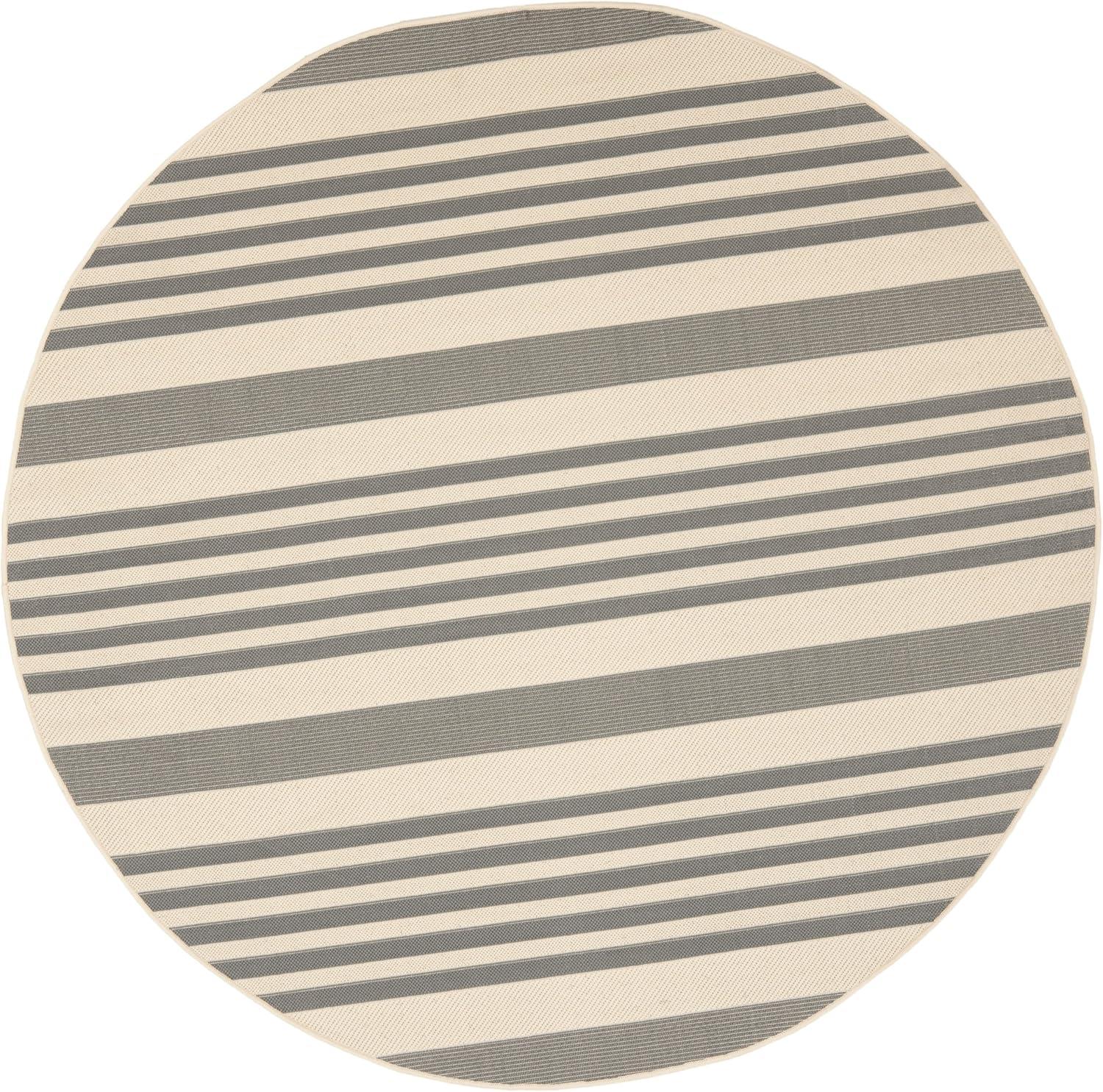 image:imageSAFAVIEH Courtyard Collection 8 x 11 BeigeSweet Pea CY6062 Stripe Indoor Outdoor Waterproof EasyCleaning Patio Backyard Mudroom AreaRugGreyBone
