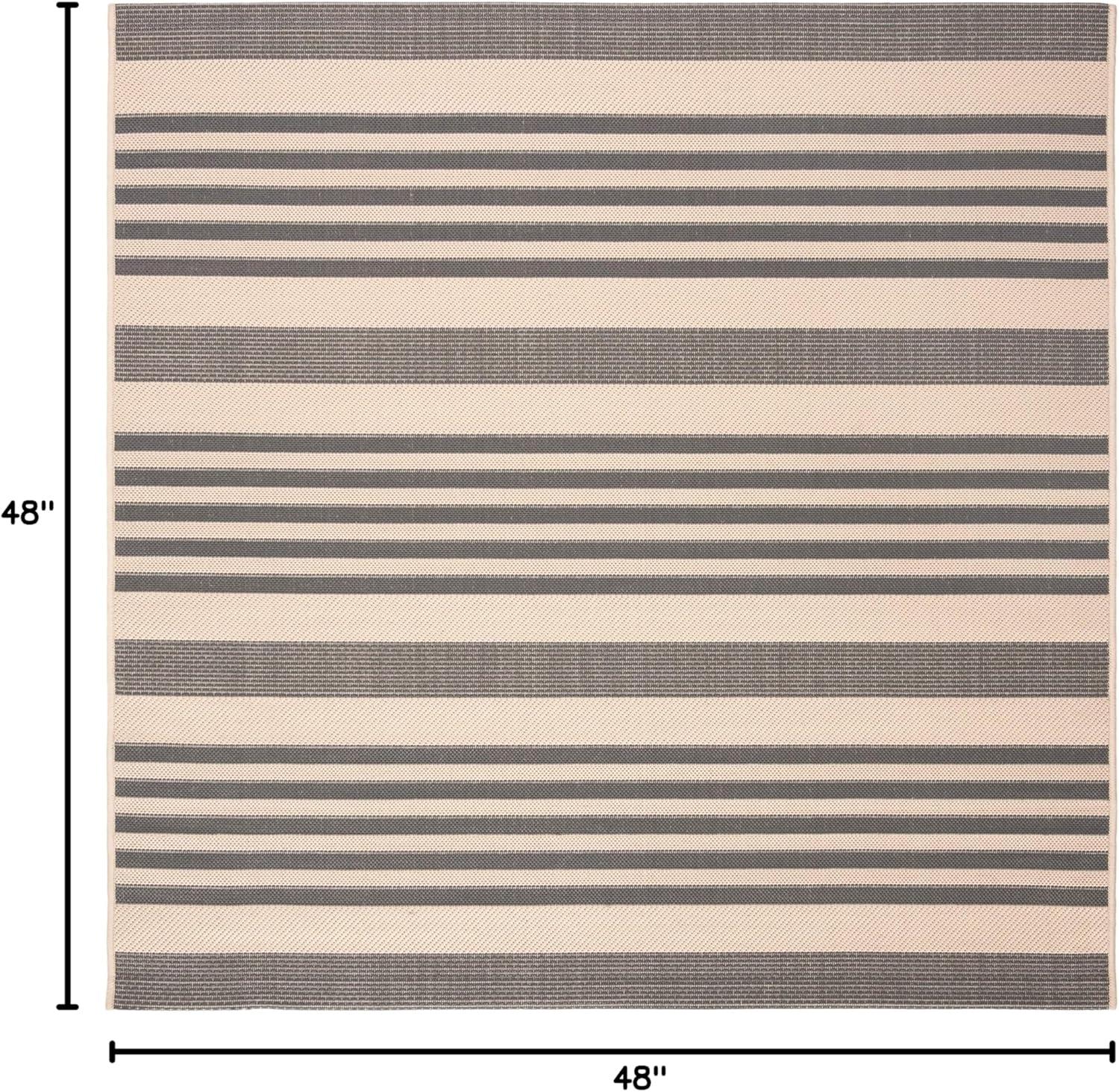 image:imageSAFAVIEH Courtyard Collection 8 x 11 BeigeSweet Pea CY6062 Stripe Indoor Outdoor Waterproof EasyCleaning Patio Backyard Mudroom AreaRugGreyBone