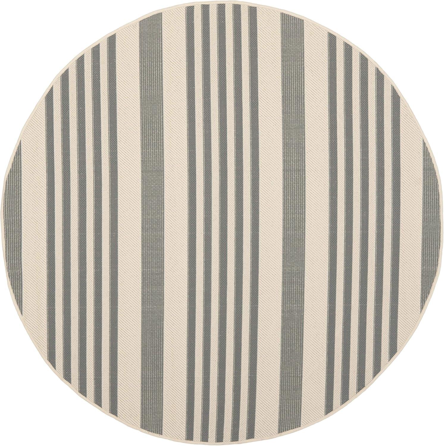 image:imageSAFAVIEH Courtyard Collection 8 x 11 BeigeSweet Pea CY6062 Stripe Indoor Outdoor Waterproof EasyCleaning Patio Backyard Mudroom AreaRugGreyBone