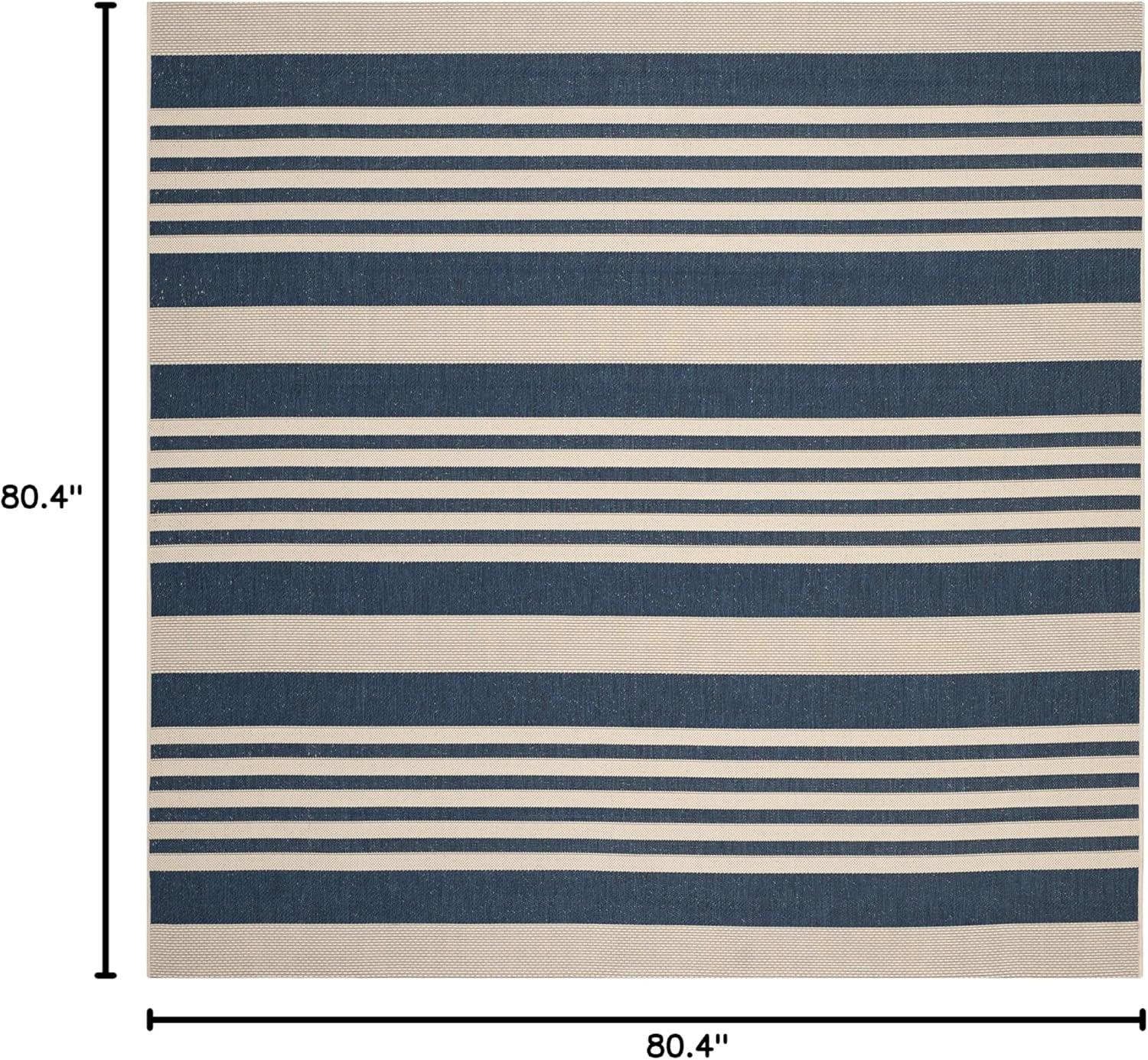 image:imageSAFAVIEH Courtyard Collection 8 x 11 BeigeSweet Pea CY6062 Stripe Indoor Outdoor Waterproof EasyCleaning Patio Backyard Mudroom AreaRugNavyBeige