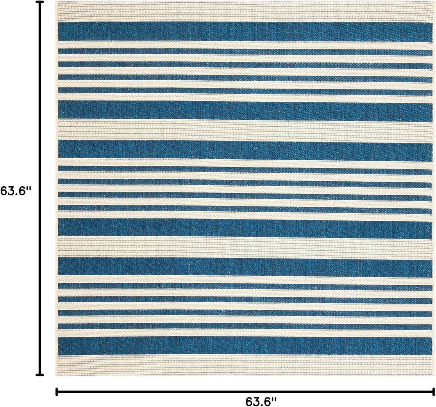image:imageSAFAVIEH Courtyard Collection 8 x 11 BeigeSweet Pea CY6062 Stripe Indoor Outdoor Waterproof EasyCleaning Patio Backyard Mudroom AreaRugNavyBeige